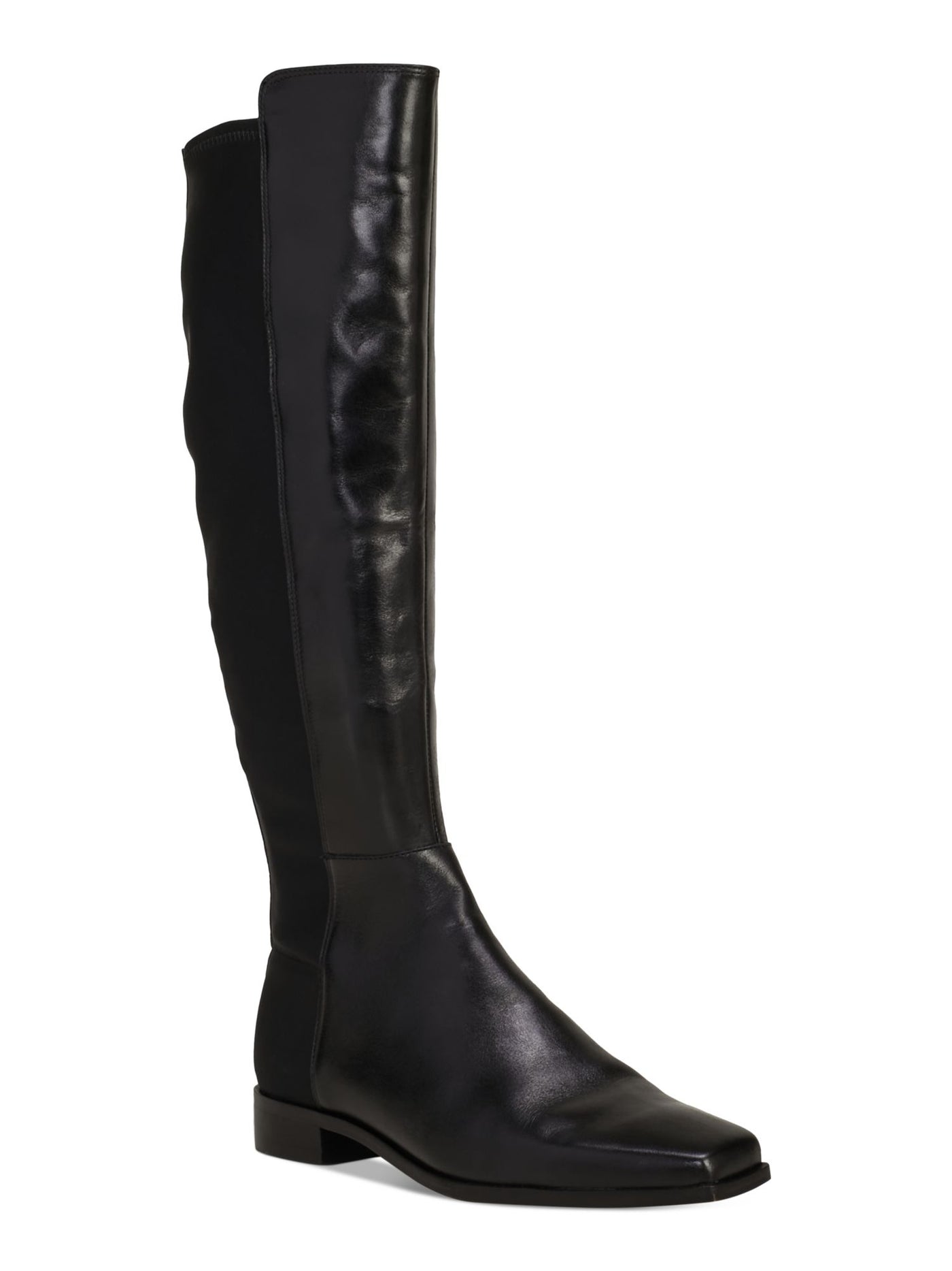 VINCE CAMUTO Womens Black Mixed Media Ankle Zip Stretch Padded Librina Square Toe Block Heel Leather Boots Shoes 9 M WC