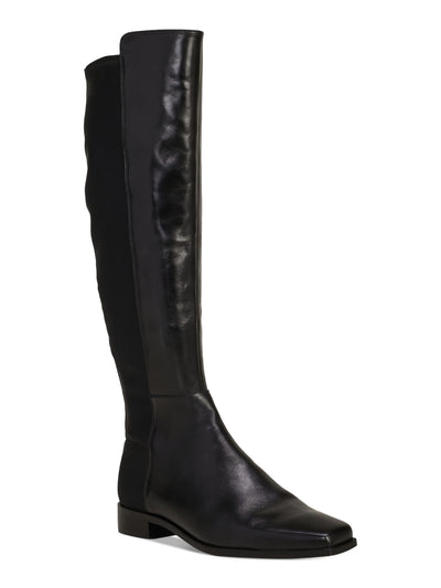 VINCE CAMUTO Womens Black Mixed Media Ankle Zip Stretch Padded Librina Square Toe Block Heel Leather Boots Shoes 9 M WC