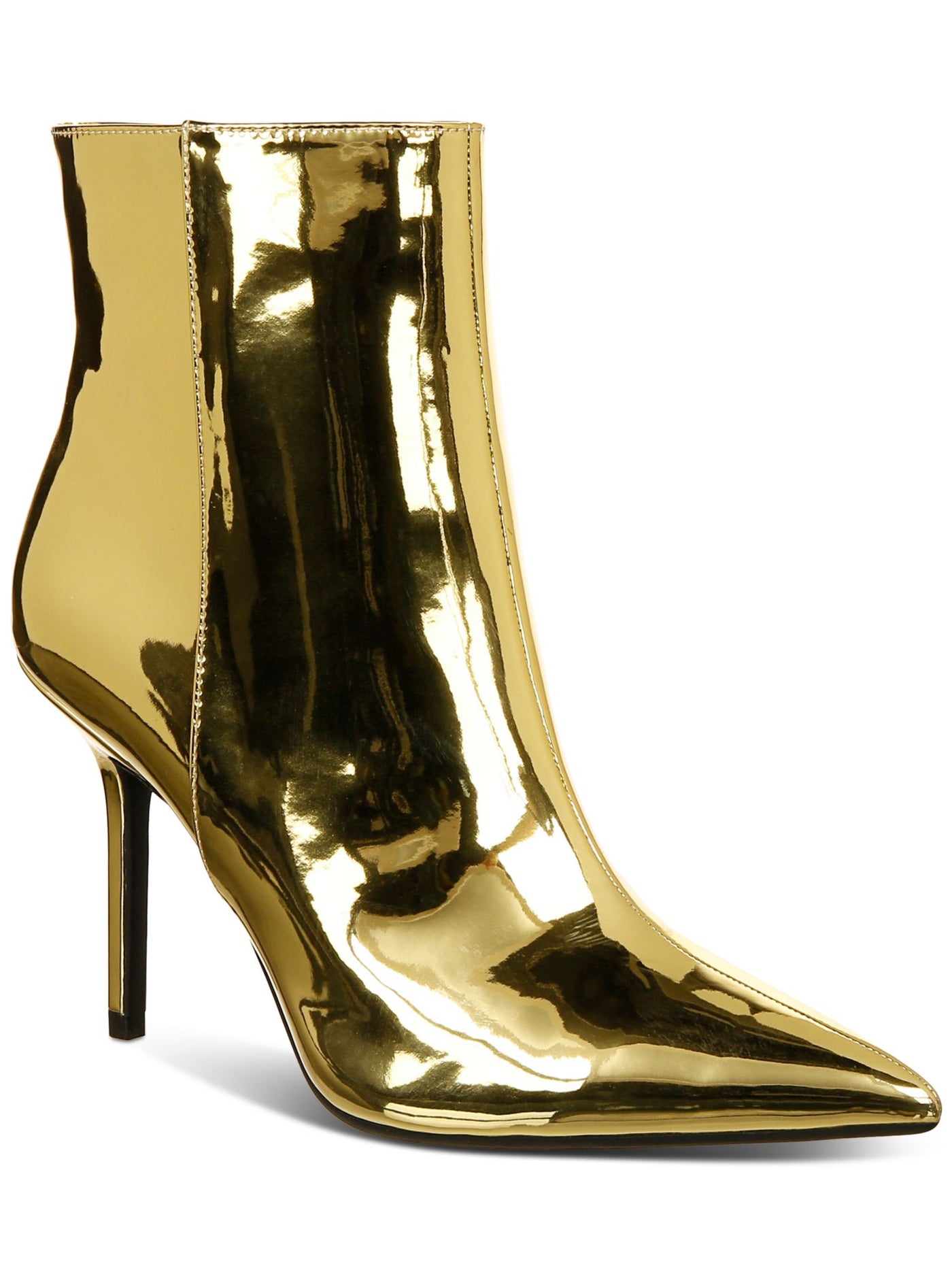 INC Womens Gold Padded Metallic Goring Holand Pointed Toe Stiletto Zip-Up Dress Booties 10 M