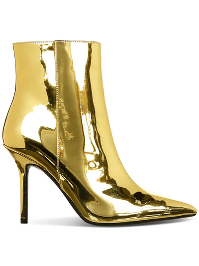 INC Womens Gold Padded Metallic Goring Holand Pointed Toe Stiletto Zip-Up Dress Booties 7 M