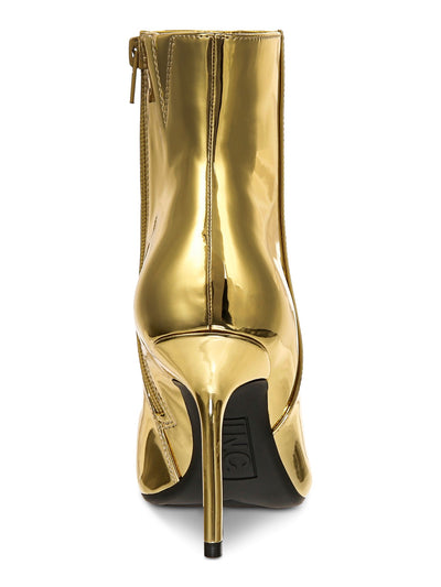 INC Womens Gold Padded Metallic Goring Holand Pointed Toe Stiletto Zip-Up Dress Booties 7 M