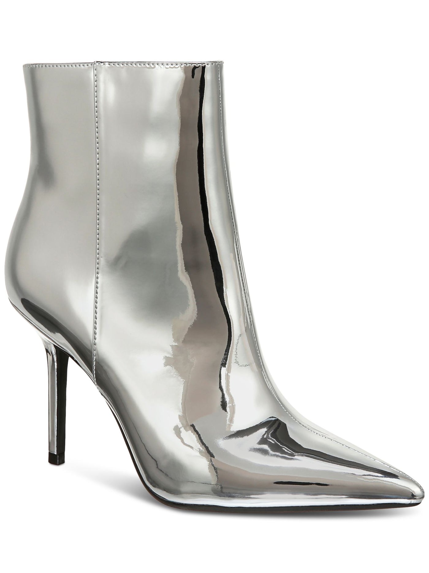 INC Womens Silver Metallic Goring Padded Holand Pointed Toe Stiletto Zip-Up Dress Boots 8 M