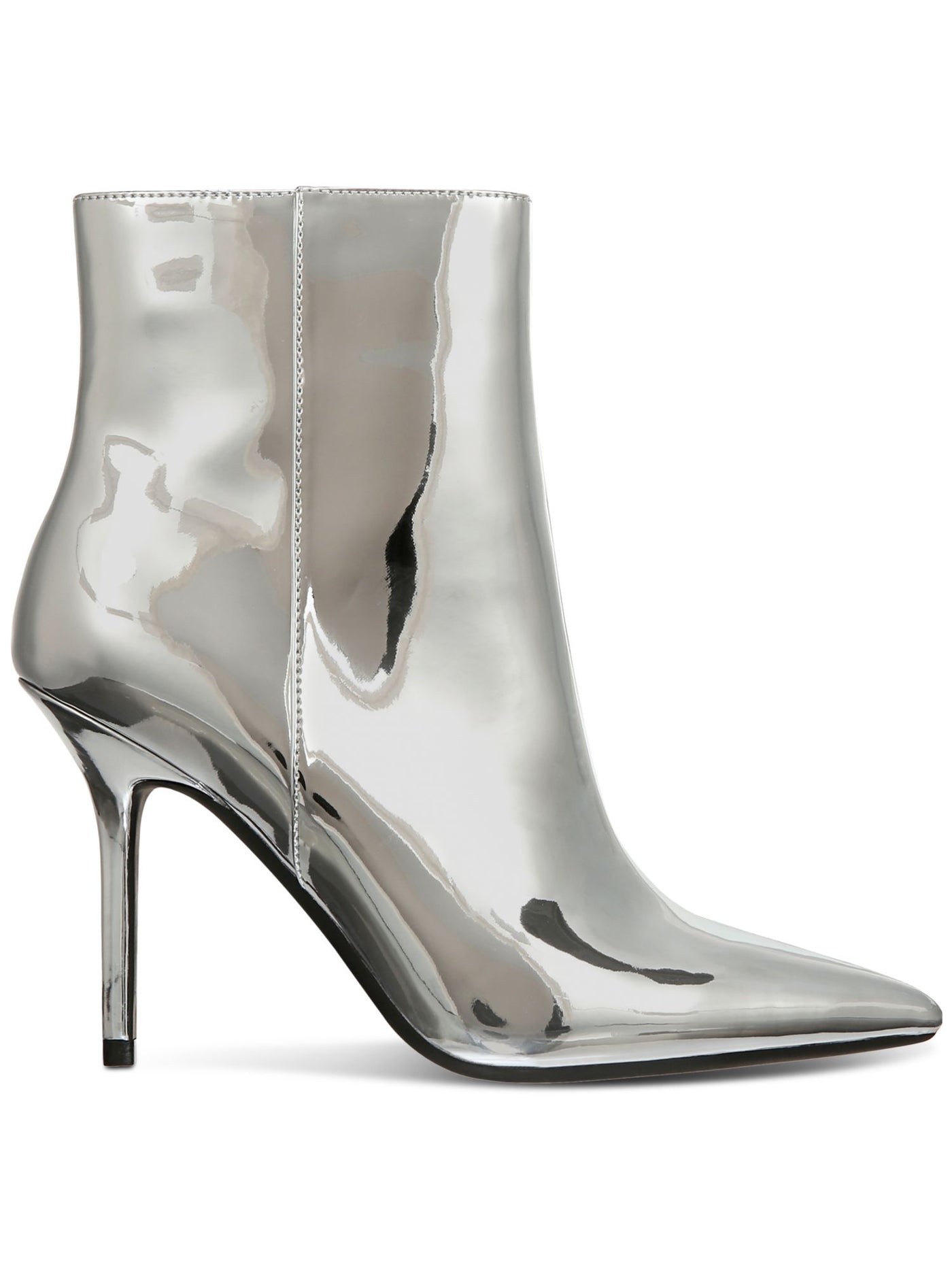 INC Womens Silver Metallic Goring Padded Holand Pointed Toe Stiletto Zip-Up Dress Boots 8 M
