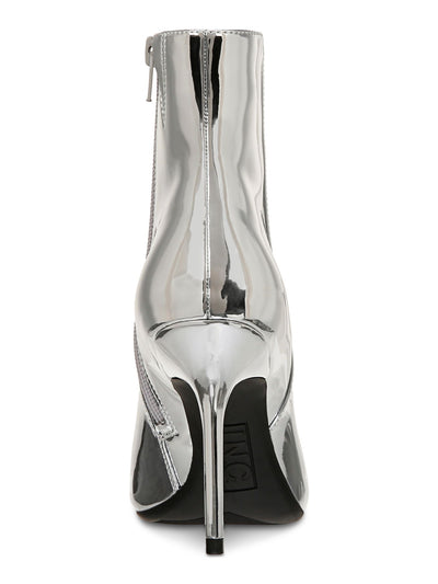 INC Womens Silver Metallic Goring Padded Holand Pointed Toe Stiletto Zip-Up Dress Boots 8 M