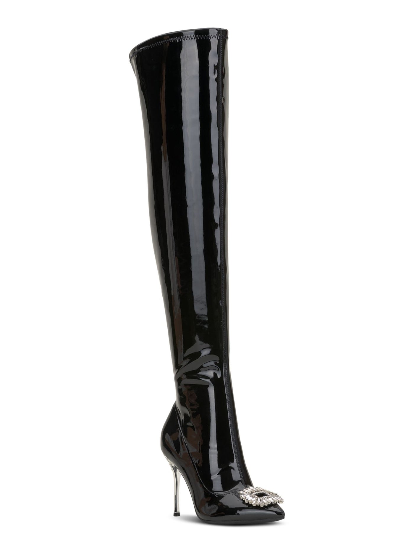 INC Womens Black Ankle Zip Breathable Flexible Embellished Metallic Romina Pointed Toe Stiletto Dress Boots 8 M