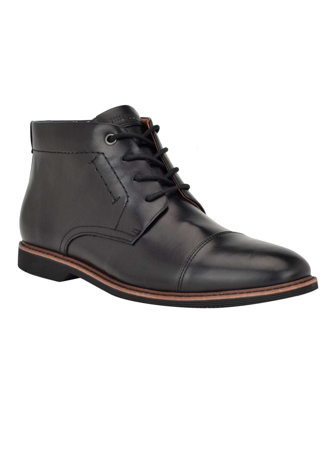 TOMMY HILFIGER Mens Black Cushioned Rawstin Cap Toe Lace-Up Dress Chukka Boots 8.5 M
