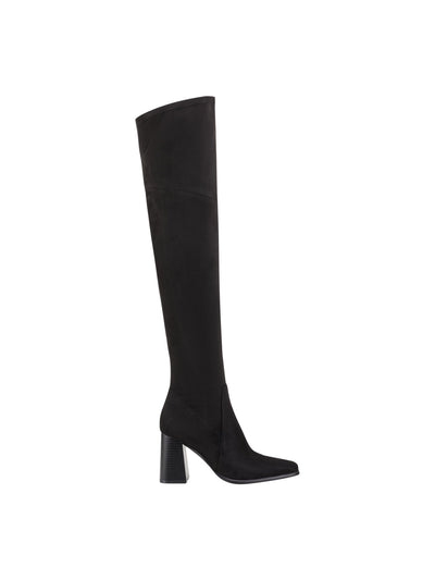MARC FISHER Womens Black Goring Padded Denki Square Toe Stacked Heel Zip-Up Heeled Boots 6 M