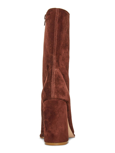 STEVE MADDEN Womens Brown Padded Lockwood Square Toe Block Heel Zip-Up Leather Dress Boots 8.5 M