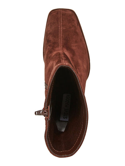 STEVE MADDEN Womens Brown Padded Lockwood Square Toe Block Heel Zip-Up Leather Dress Boots 8.5 M