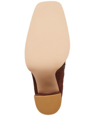 STEVE MADDEN Womens Brown Padded Lockwood Square Toe Block Heel Zip-Up Leather Dress Heeled Boots M