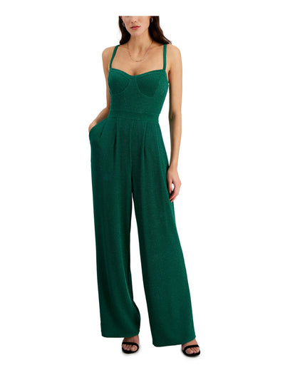 RACHEL RACHEL ROY Womens Green Pleated Zippered Corset Bodice Pocketed Sleeveless Sweetheart Neckline Party Wide Leg Jumpsuit XXL