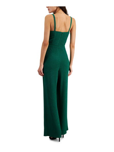 RACHEL RACHEL ROY Womens Green Pleated Zippered Corset Bodice Pocketed Sleeveless Sweetheart Neckline Party Wide Leg Jumpsuit XS