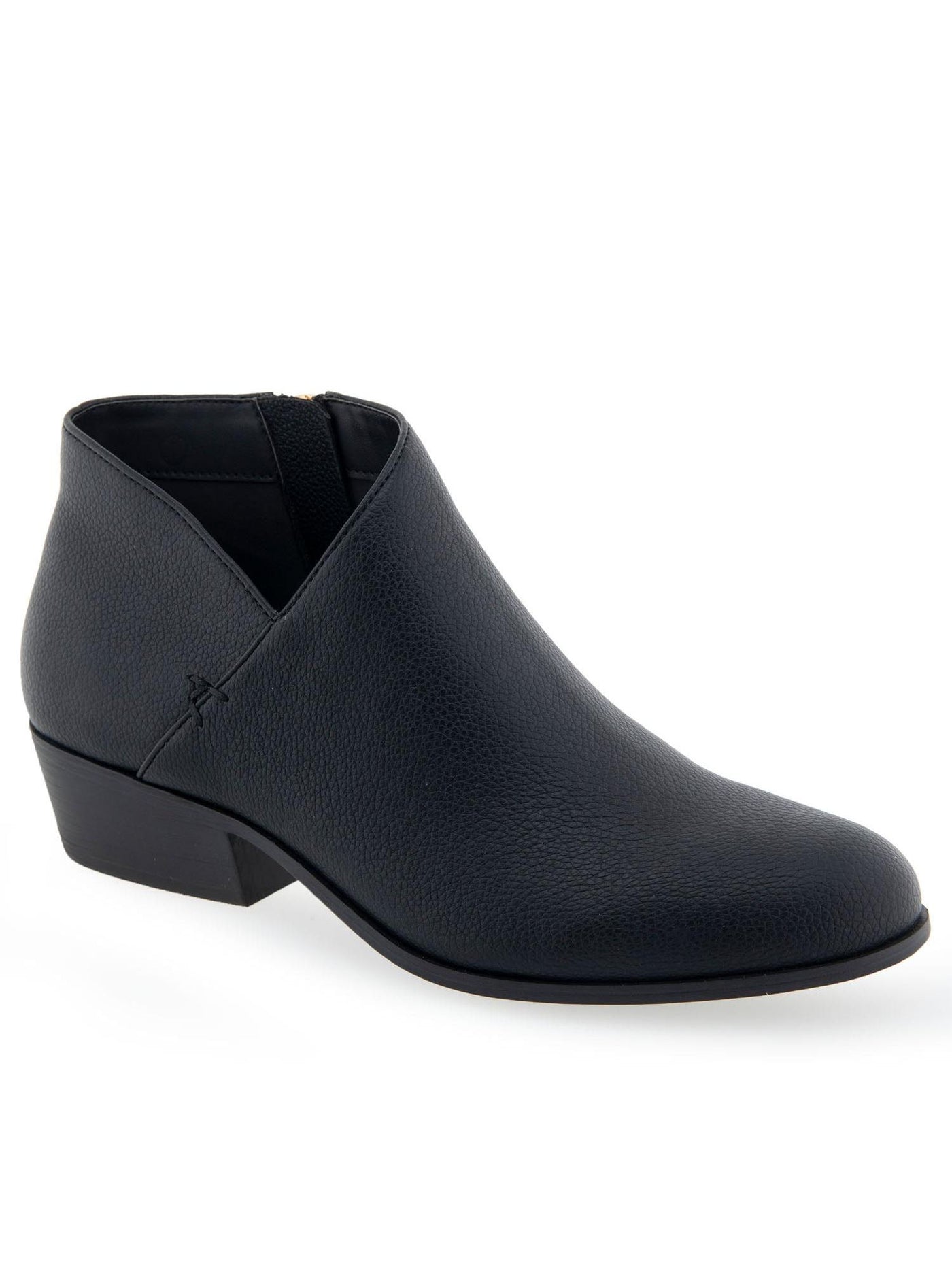 AEROSOLES Womens Black Asymmetrical Padded Cayu Almond Toe Block Heel Zip-Up Booties 5.5 M
