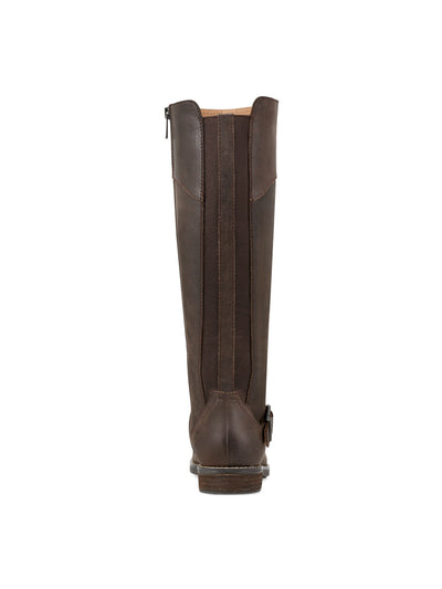 EARTH Womens Brown Dual Goring Panels Braided Buckled Ankle Strap Padded Mira Almond Toe Block Heel Zip-Up Riding Boot 9.5 M