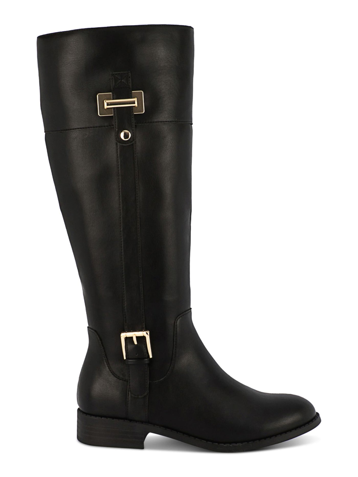 KAREN SCOTT Womens Black Goring Padded Buckle Accent Edenn Almond Toe Block Heel Zip-Up Riding Boot 5.5 M