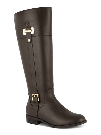 KAREN SCOTT Womens Brown Buckled Accent Strap Goring Padded Edenn Almond Toe Block Heel Zip-Up Riding Boot 6 M WC