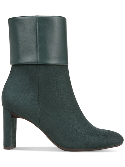 ALFANI Womens Green Mixed Media Cuffed Padded Ajojo Almond Toe Block Heel Zip-Up Dress Boots 7.5 M