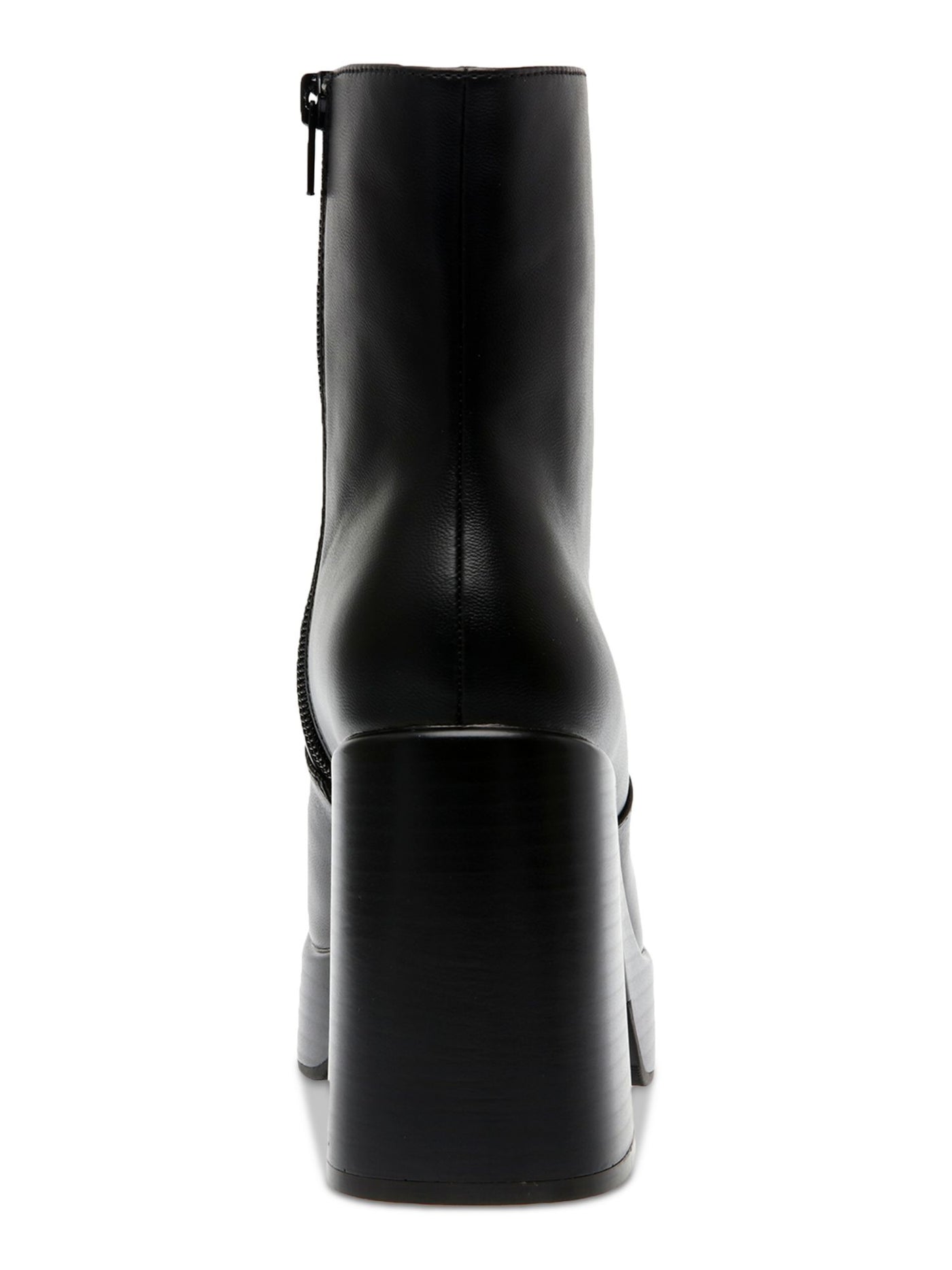 WILD PAIR Womens Black 1" Platform Padded Lug Sole Stellaa Square Toe Block Heel Zip-Up Heeled Boots 9.5 M
