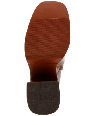 WILD PAIR Womens Brown 1" Platform Padded Lug Sole Stellaa Square Toe Block Heel Zip-Up Heeled Boots M