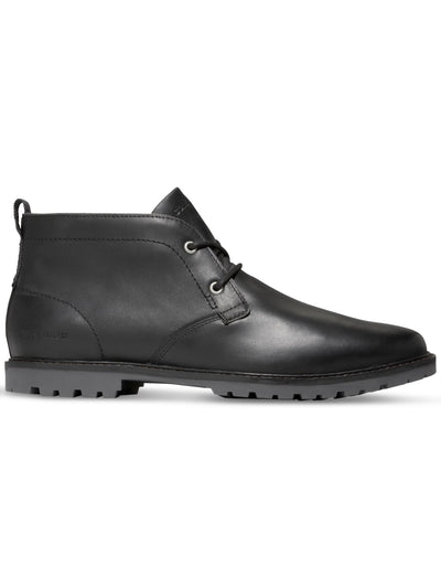 COLE HAAN Mens Black Padded Heel Pull-Tab Lug Sole Water Resistant Midland Round Toe Block Heel Lace-Up Leather Chukka Boots 10.5 M