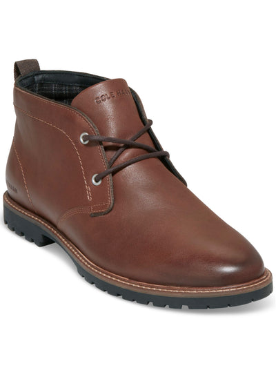 COLE HAAN Mens Brown Padded Heel Pull-Tab Lug Sole Water Resistant Midland Round Toe Block Heel Lace-Up Leather Chelsea Boot 11 M