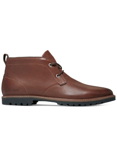 COLE HAAN Mens Brown Padded Heel Pull-Tab Lug Sole Water Resistant Midland Round Toe Block Heel Lace-Up Leather Chelsea Boot 11 M