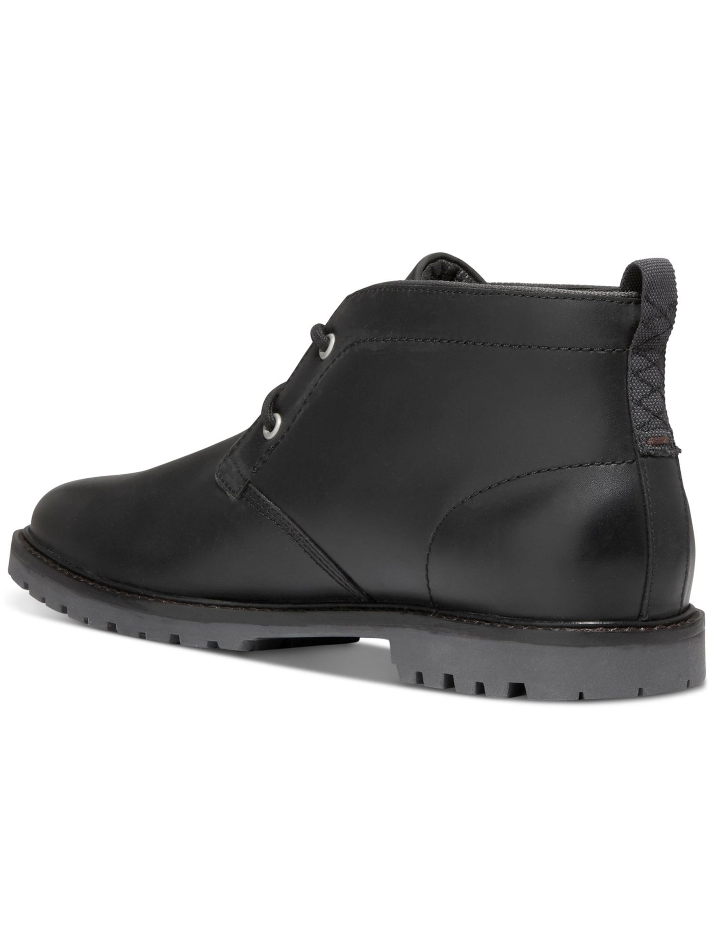 COLE HAAN Mens Black Padded Heel Pull-Tab Lug Sole Water Resistant Midland Round Toe Block Heel Lace-Up Leather Chukka Boots 10.5 M