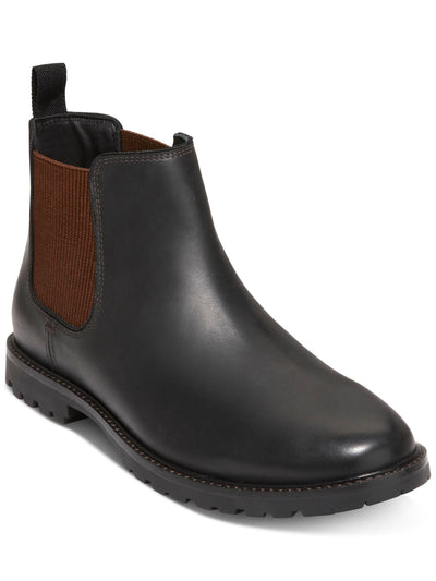 COLE HAAN Mens Black Padded Heel Pull-Tab Lug Sole Water Resistant Midland Round Toe Block Heel Chelsea Boot 7 M