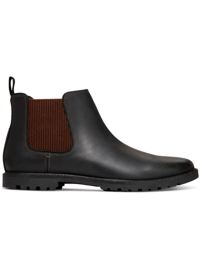 COLE HAAN Mens Black Padded Heel Pull-Tab Lug Sole Water Resistant Midland Round Toe Block Heel Chelsea Boot 9.5 M