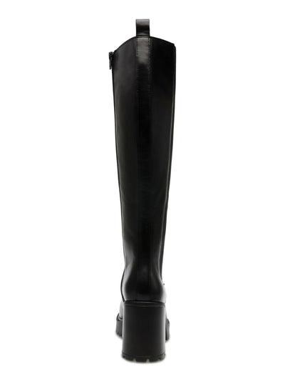 STEVE MADDEN Womens Black Treaded Padded Goring Lug Sole Deegan Round Toe Zip-Up Heeled Boots 9 M
