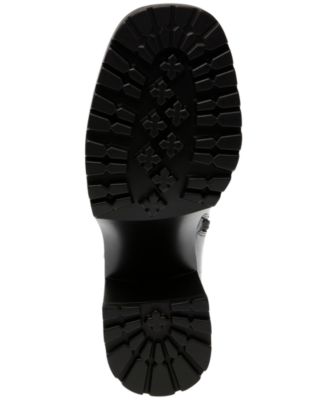 STEVE MADDEN Womens Black Treaded Padded Goring Lug Sole Deegan Round Toe Zip-Up Heeled Boots M