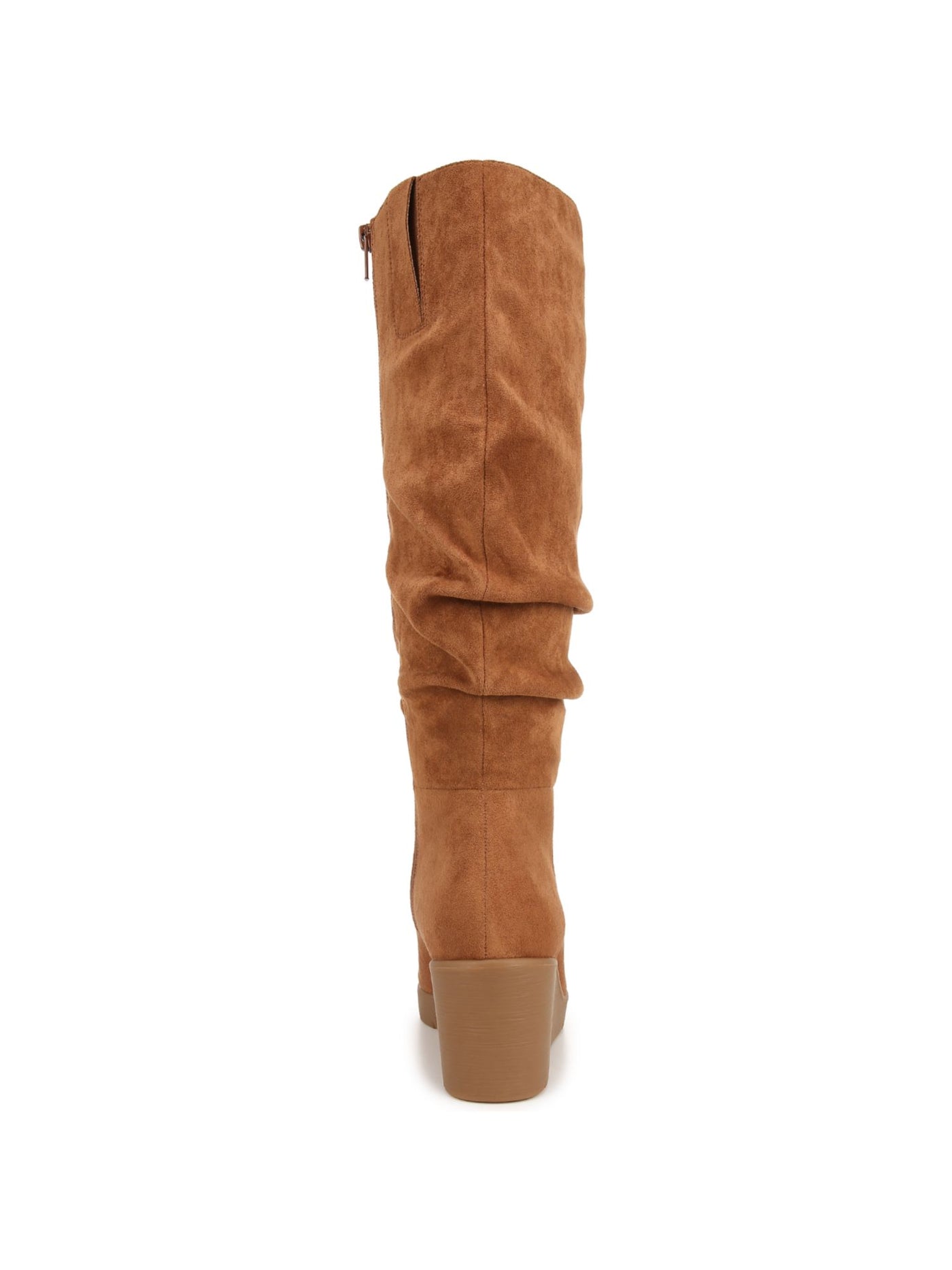 SOUL BY NATURALIZER Womens Brown Lightweight Flexible Goring Ruched Arch Support Aura Almond Toe Wedge Zip-Up Dress Slouch Boot 7.5 M