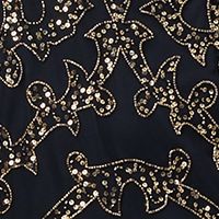 PAPELL STUDIO Womens Navy Mesh Embellished Zippered Lined Cap Sleeve Round Neck Above The Knee Party Sheath Dress