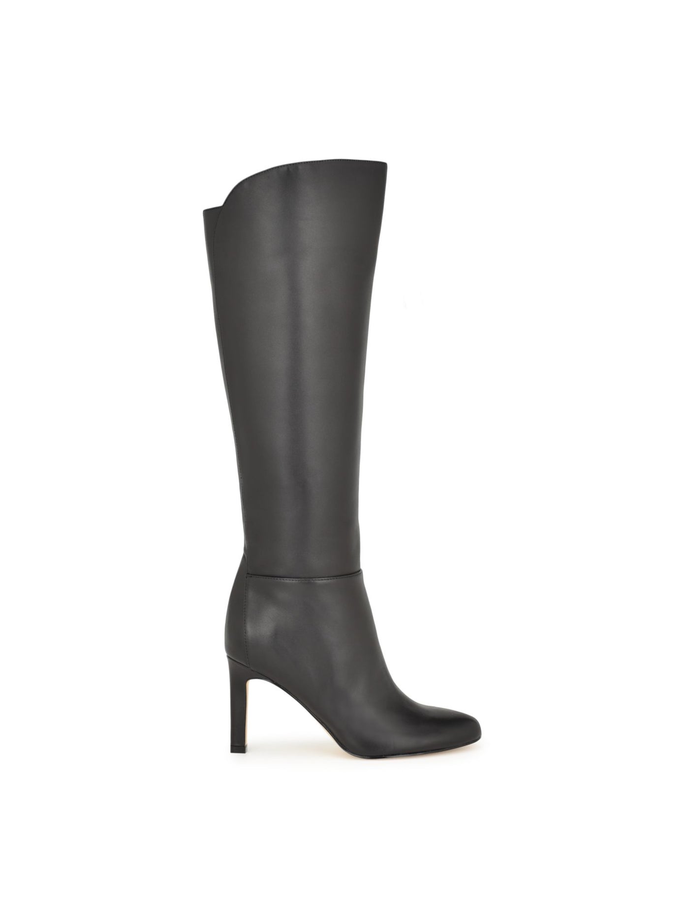 NINE WEST Womens Black Ankle Zip Curved Padded Sancha Almond Toe Stiletto Leather Dress Boots 5.5 M
