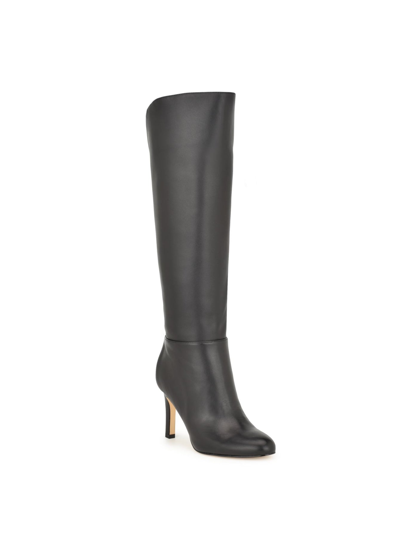 NINE WEST Womens Black Ankle Zip Curved Padded Sancha Almond Toe Stiletto Leather Dress Boots 5.5 M