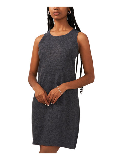MSK Womens Gray Knit Heather Sleeveless Round Neck Short Sheath Dress M