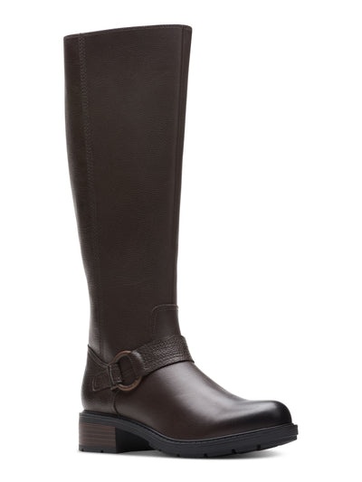 CLARKS COLLECTION Womens Brown O'ring Ankle Strap Padded Treaded Goring Hearth Rae Round Toe Block Heel Zip-Up Riding Boot 8 M