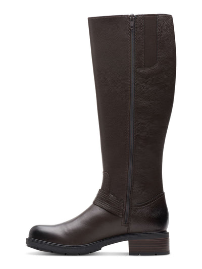 CLARKS COLLECTION Womens Brown O'ring Ankle Strap Padded Treaded Goring Hearth Rae Round Toe Block Heel Zip-Up Riding Boot 8 M