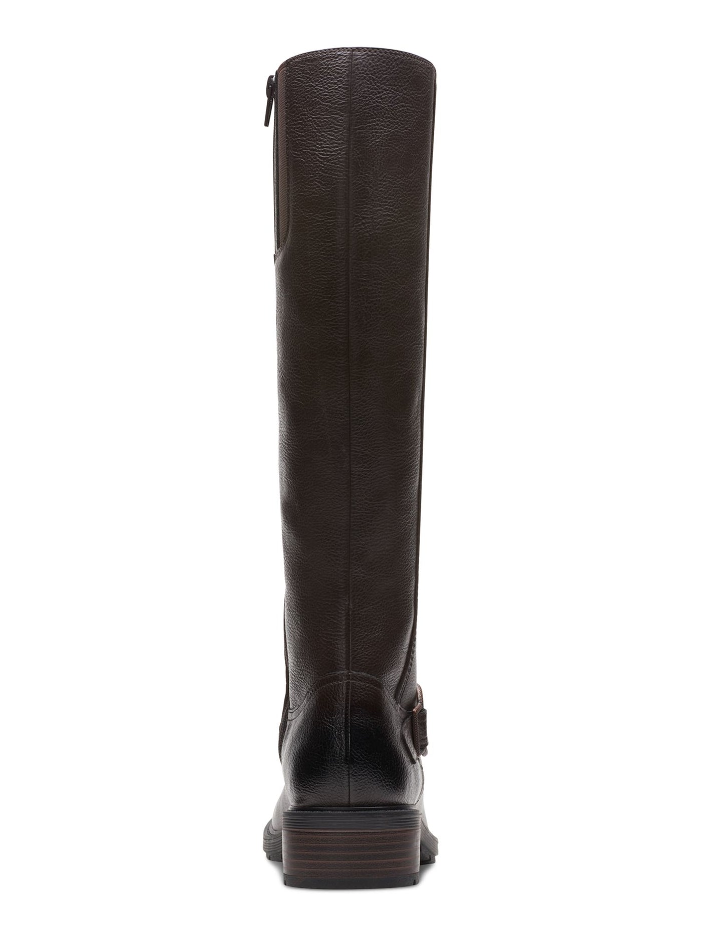 CLARKS COLLECTION Womens Brown O'ring Ankle Strap Padded Treaded Goring Hearth Rae Round Toe Block Heel Zip-Up Riding Boot 8 M