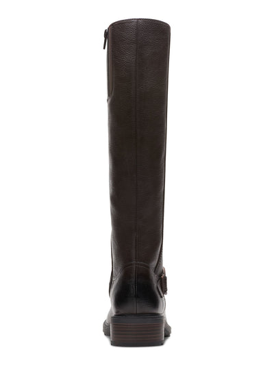 CLARKS COLLECTION Womens Brown O'ring Ankle Strap Padded Treaded Goring Hearth Rae Round Toe Block Heel Zip-Up Riding Boot 8 M