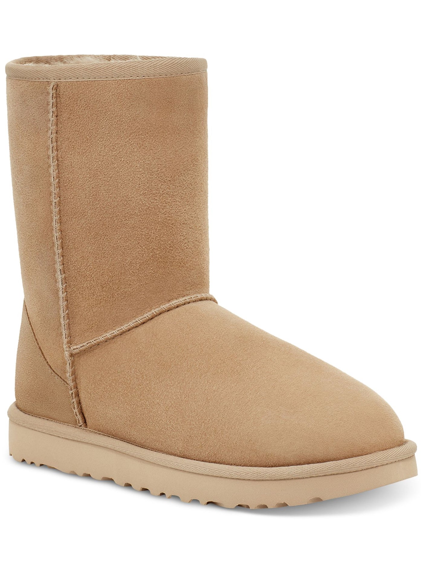 UGG Womens Beige Cushioned Classic Short Ii Round Toe Leather Winter Boots 10