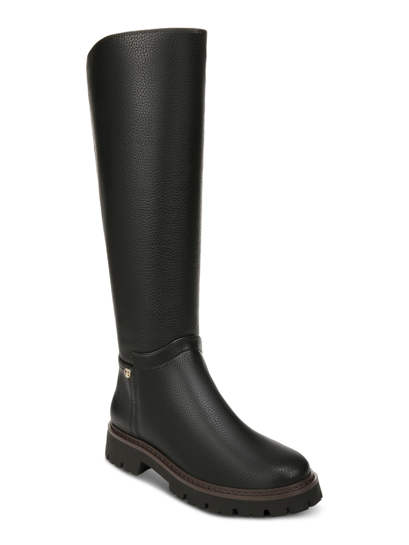 GIANI BERNINI Womens Black Logo Hardware Pull-Tab Arch Support Lug Sole Cushioned Jordyy Round Toe Zip-Up Riding Boot 9.5 M
