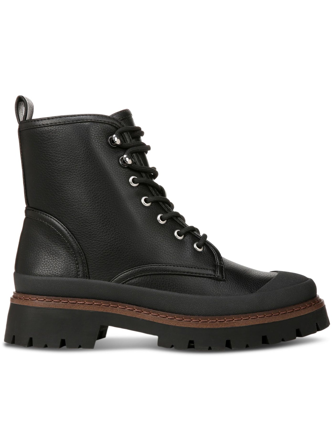 GIANI BERNINI Womens Black Treaded Heel Pull-Tab Lace Up Cushioned Lug Sole Janessaa Cap Toe Zip-Up Combat Boots 8.5 M