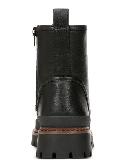 GIANI BERNINI Womens Black Treaded Heel Pull-Tab Lace Up Cushioned Lug Sole Janessaa Cap Toe Zip-Up Combat Boots 8.5 M