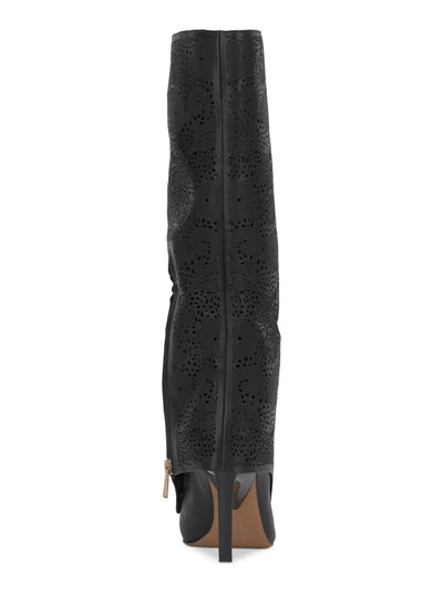 JESSICA SIMPSON Womens Black Solid Paisley Ankle Zip Cuff Accent Padded Cut Out Brykia Pointed Toe Stiletto Dress Boots 6.5 M