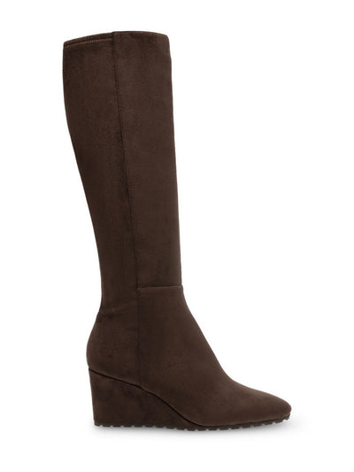 ANNE KLEIN Womens Brown Flexible Padded Valonia Pointy Toe Wedge Zip-Up Heeled Boots 9