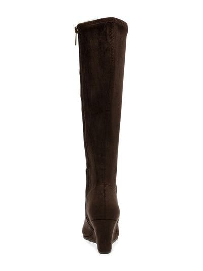 ANNE KLEIN Womens Brown Flexible Padded Valonia Pointy Toe Wedge Zip-Up Heeled Boots 9