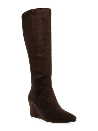 ANNE KLEIN Womens Brown Flexible Padded Valonia Pointy Toe Wedge Zip-Up Heeled Boots 9