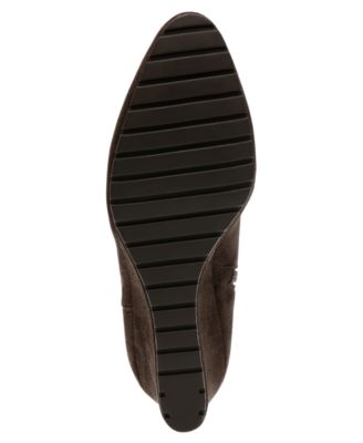 ANNE KLEIN Womens Brown Flexible Padded Valonia Pointy Toe Wedge Zip-Up Heeled Boots
