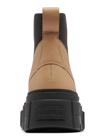 SOREL Womens Beige Heel Pull-Tab Goring Cushioned Caribou Round Toe Platform Chelsea 11